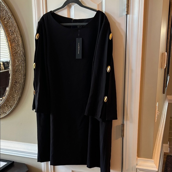 Donna Karan Dresses & Skirts - Black Shift Dress with Gold Button Detail